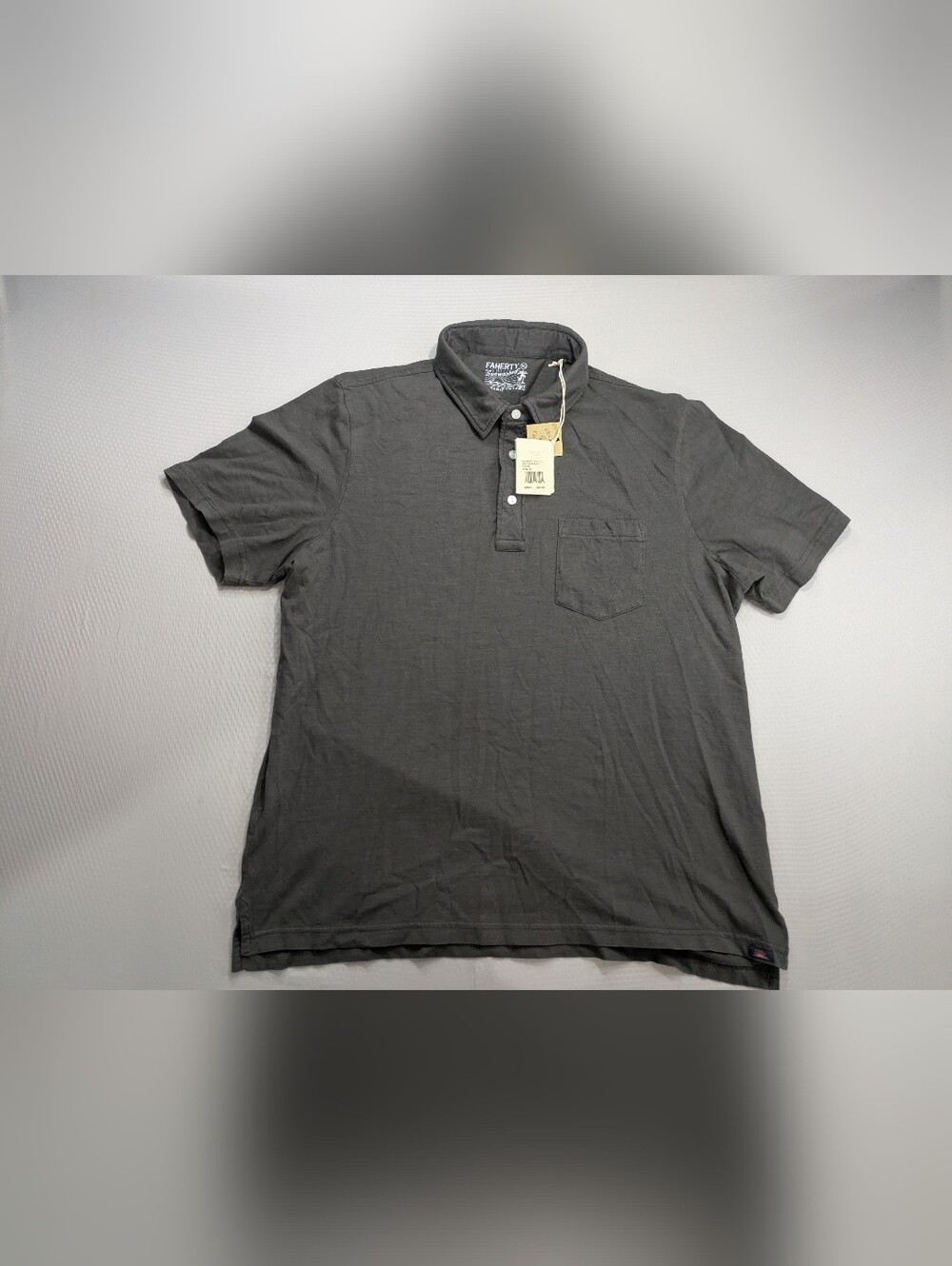 FAHERTY MENS SUNWASHED TSHIRT POLO Washed Black SZ XL NWT $98